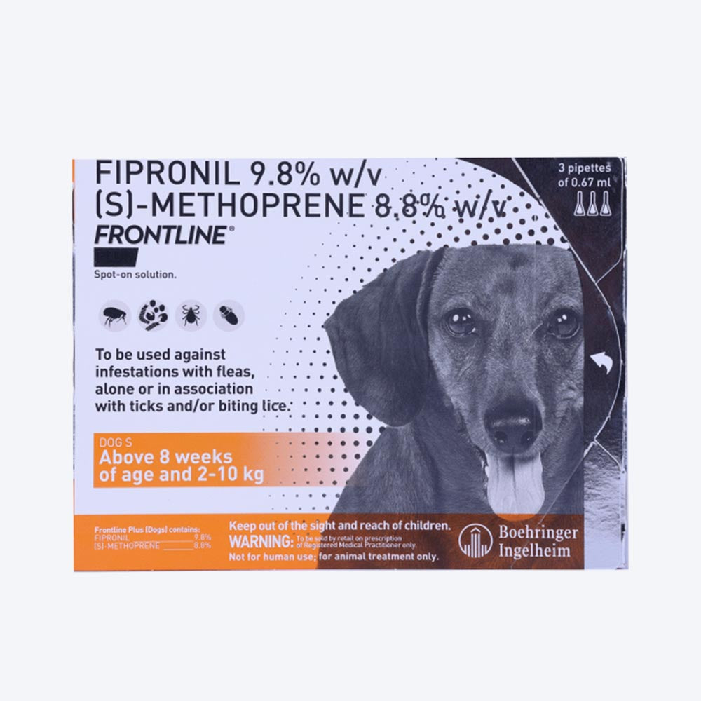 Frontline Plus Spot On Tick & Flea Solution For Dog - Small Breed (0 - 10 kg) - Heads Up For Tails