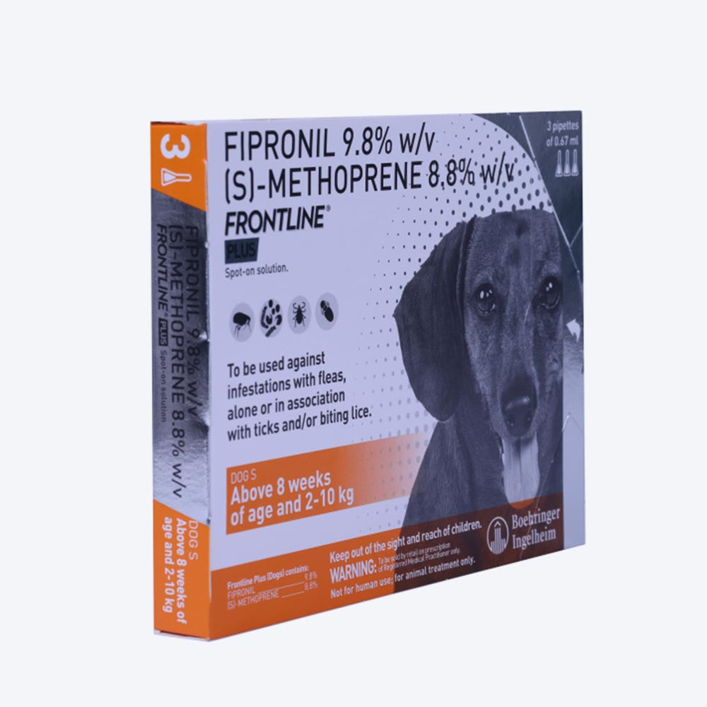 Frontline Plus Spot On Tick & Flea Solution For Dog - Small Breed (0 - 10 kg) - Heads Up For Tails