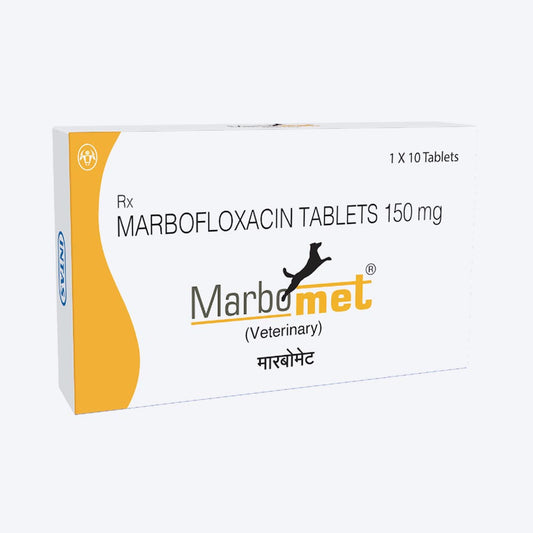 Intas Marbomet (Marbofloxacin) 150 mg Tablets For Dog & Cat - 10 Tablets