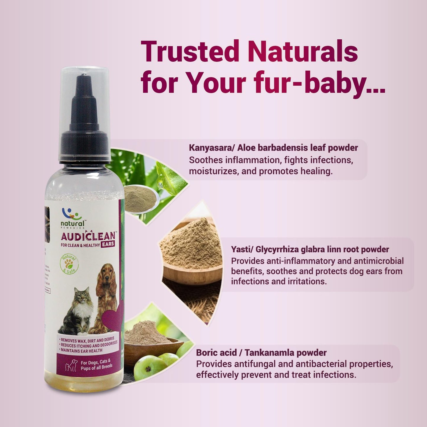 Natural Remedies Audiclean Ear Cleaner For Dog & Cat - 90 ml