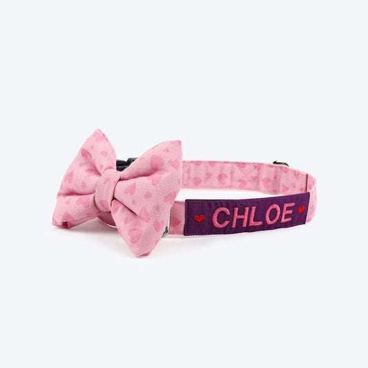 HUFT Personalised Soft Love Fabric Collar For Dogs With Free Bow Tie For Dogs