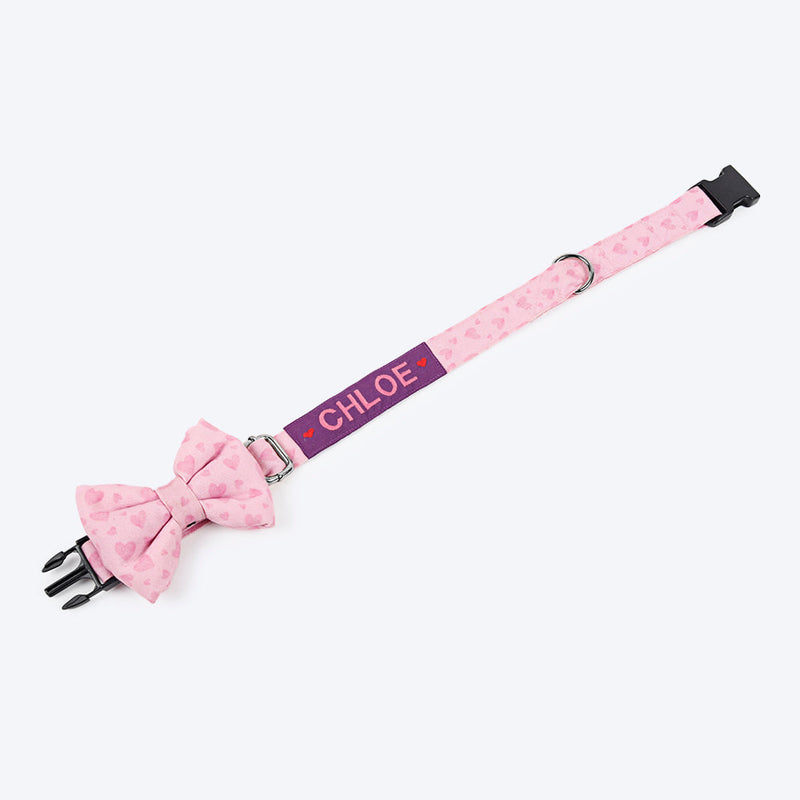 HUFT Personalised Soft Love Fabric Collar For Dogs With Free Bow Tie For Dogs - Heads Up For Tails