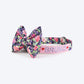 HUFT Personalised Flower Power Fabric Collar With Free Bow Tie For Dogs