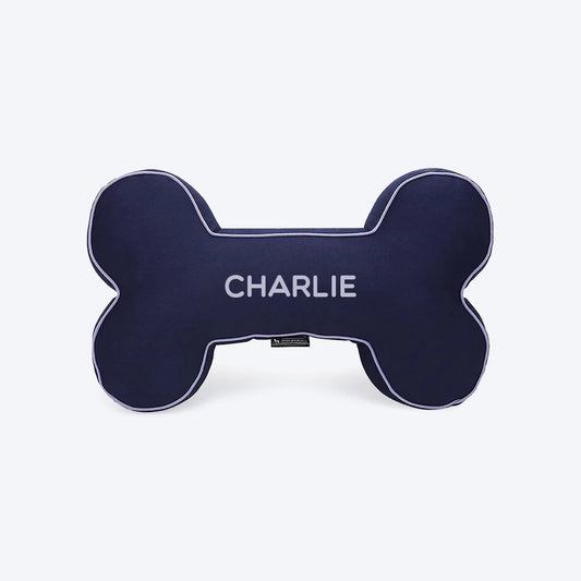 HUFT Personalised Bone Cushion- Navy - Heads Up For Tails