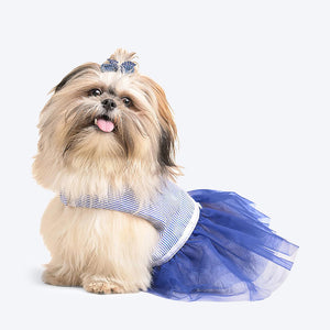 HUFT Personalised Striped Dog Dress - Blue - Only For Small Breeds - Heads Up For Tails