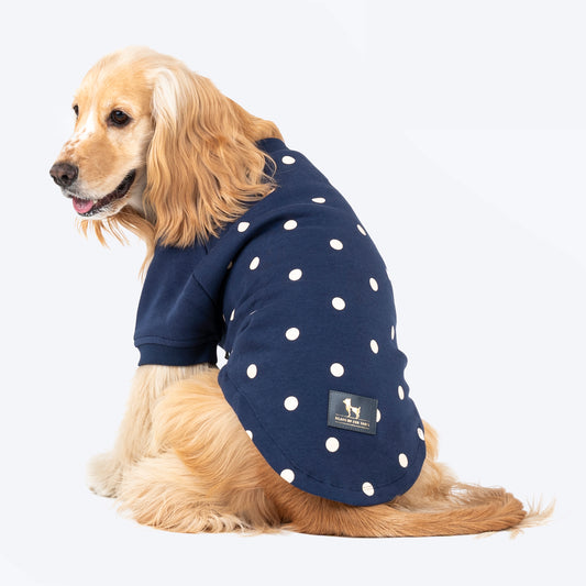 HUFT Polka Dot Sweatshirt For Dogs & Cats - Navy - Heads Up For Tails