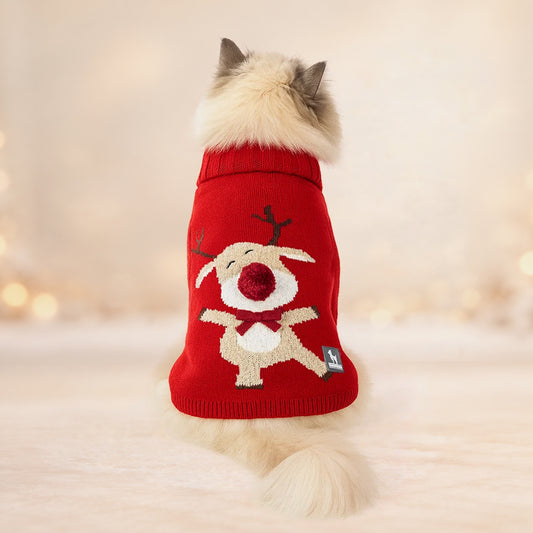 HUFT Rudolph’s Red-Nose Sweater For Cat - Red