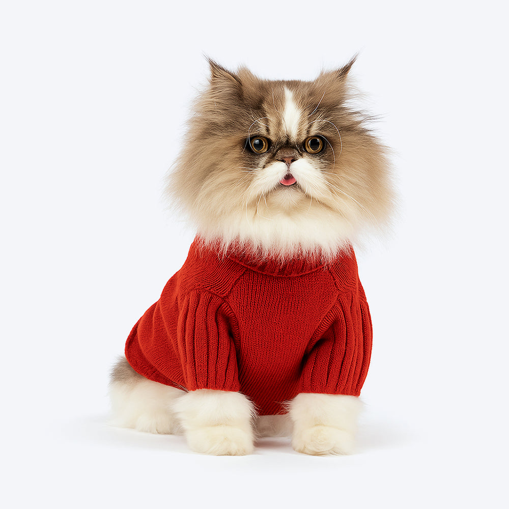 HUFT Rudolph’s Red-Nose Sweater For Cat - Red
