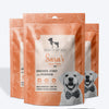 Sara's Doggie Treats Chicken Jerky with Pumpkin, 70 g, featuring a dog on the packaging and pieces of jerky and pumpkin.