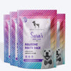 Sara's Doggie Treats Pawsome Party Pack, 200 gm, features 6 delicious variants for dogs, with a colorful packaging design.
