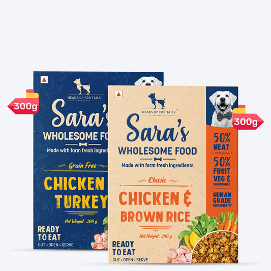 HUFT Sara's Wholesome Food - Classic Chicken & Brown Rice and Grain-Free Chicken & Turkey Combo - Pack of 2 - Heads Up For Tails