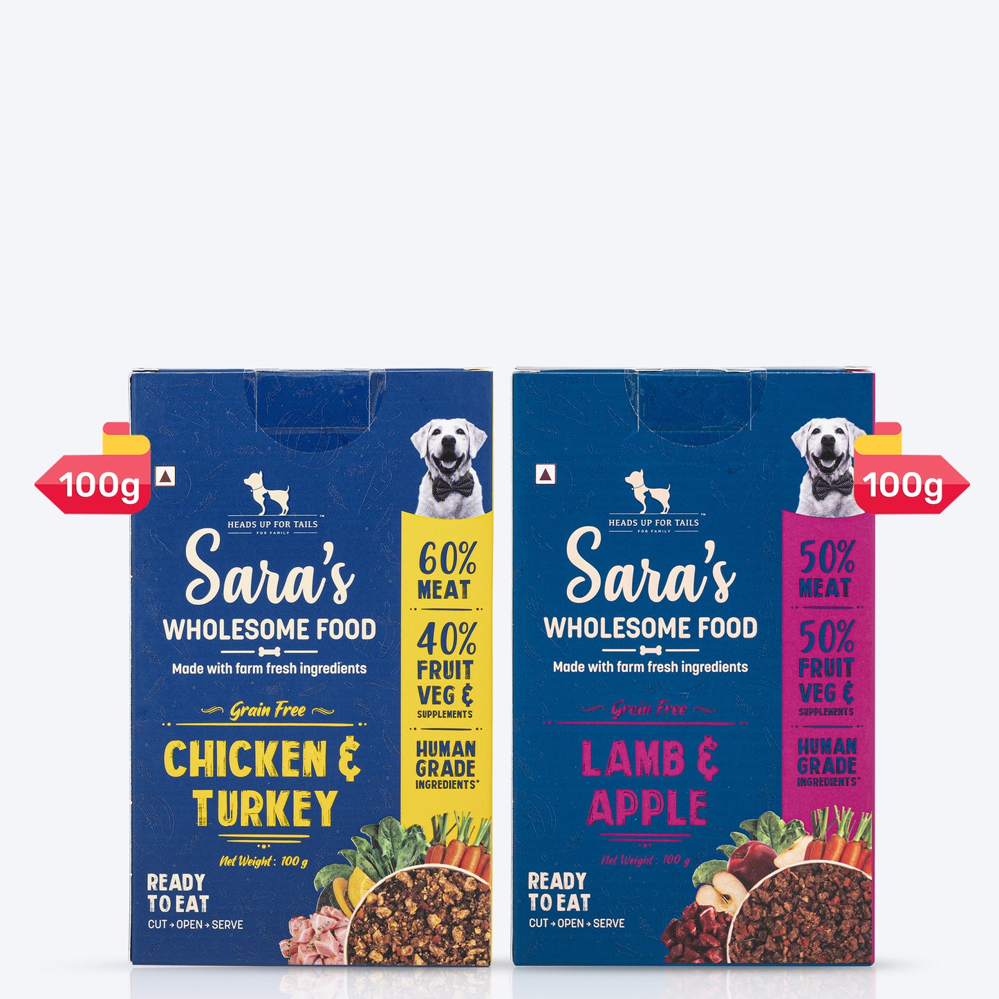 HUFT Sara's Wholesome Grain-Free Dog Food Combo (2 x 100 g) - Heads Up For Tails