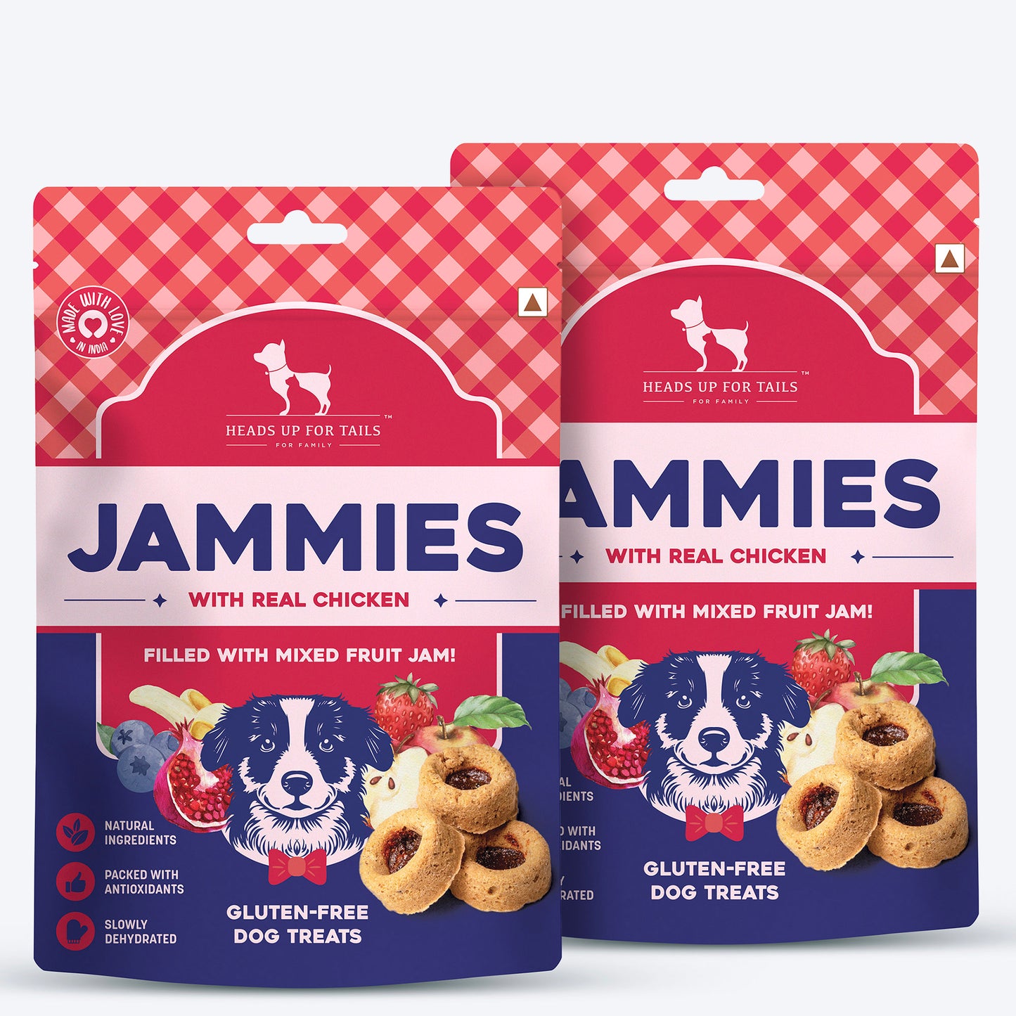 HUFT Jammies - Chicken Filled With Mixed Fruit Jam Dog Treats - 100 g - Heads Up For Tails