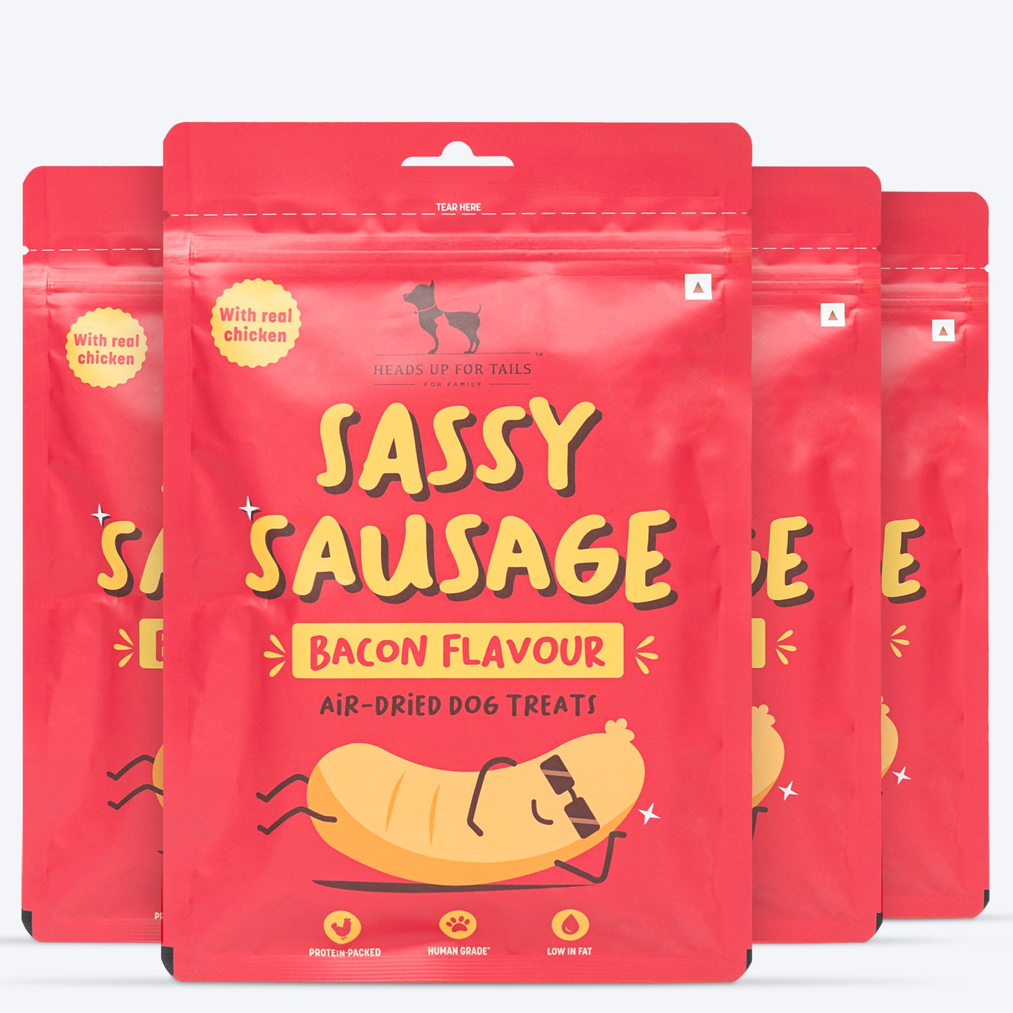 HUFT Sassy Sausage Bacon With Real Chicken Air-Dried Dog Treats - 100 g - Heads Up For Tails
