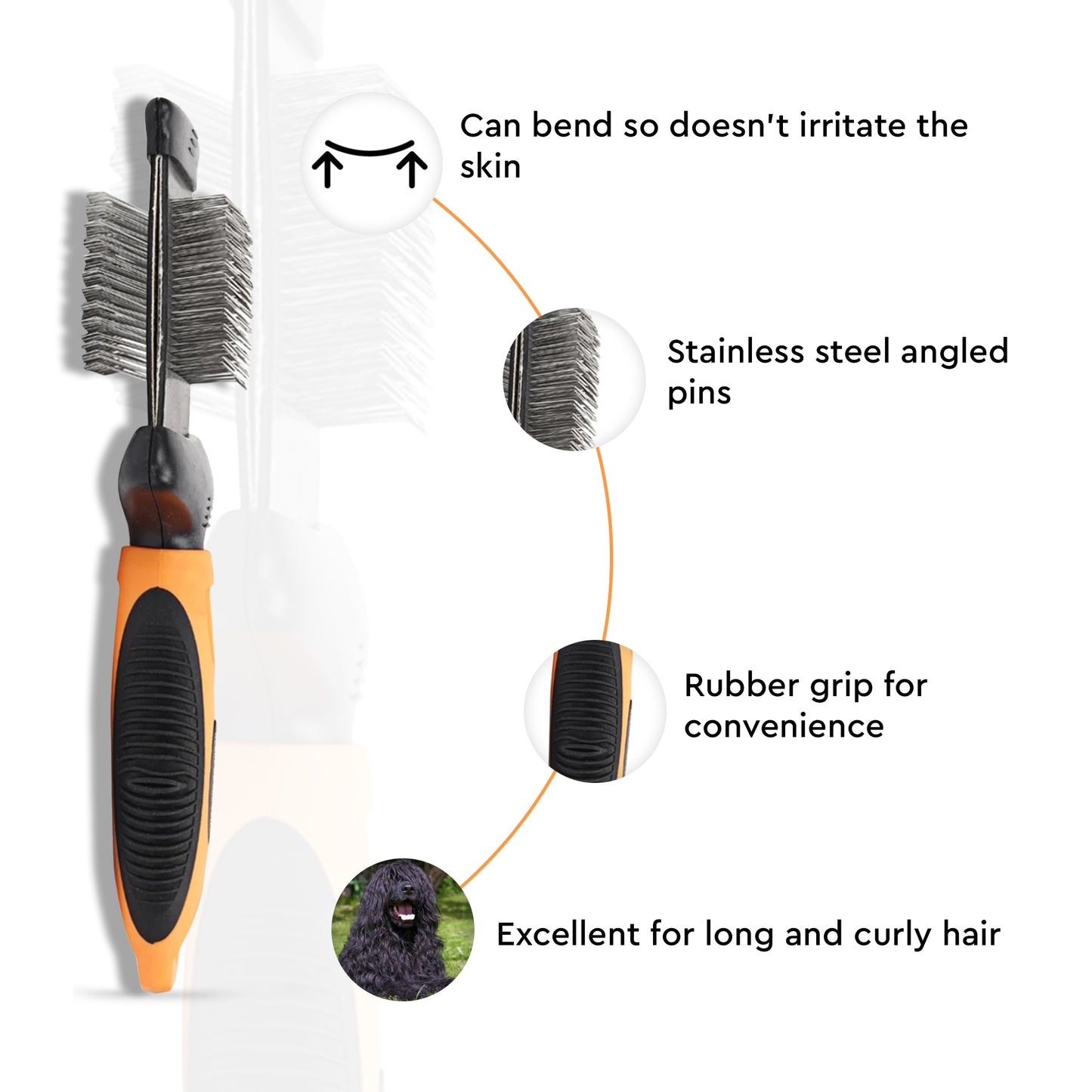 HUFT Bendable Slicker Dog Brush - Heads Up For Tails