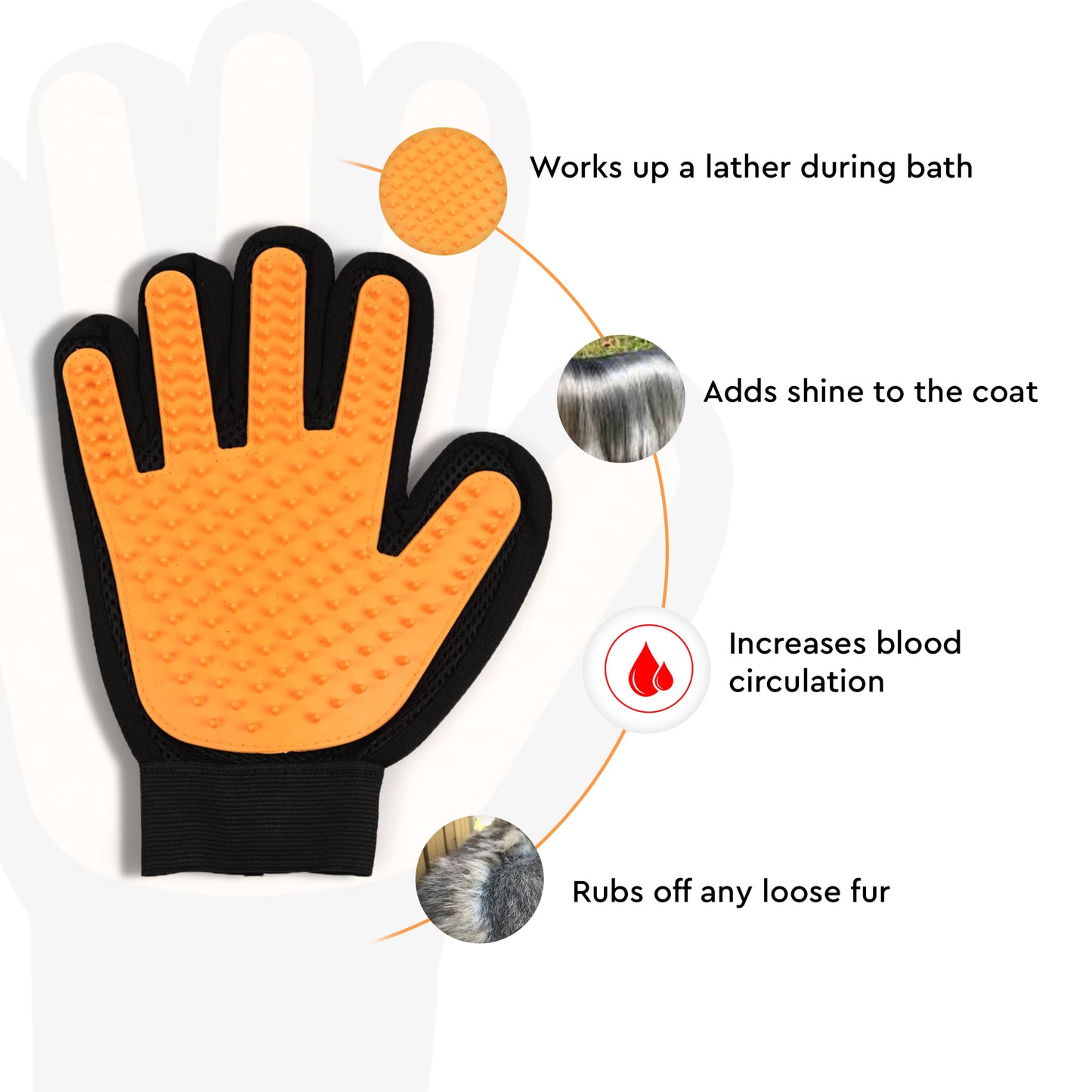 HUFT Pet Grooming Finger Glove - Orange_03