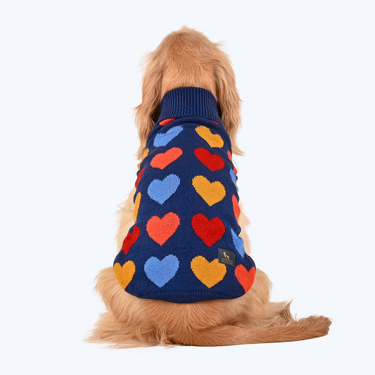 HUFT Snowy Sweethearts Sweater For Dogs - Multicolour