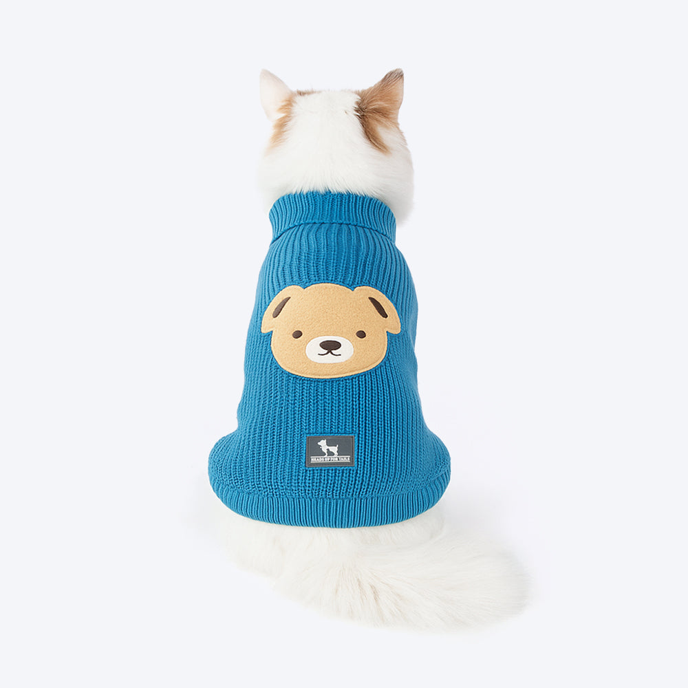 HUFT Snuggle Bear Sweater For Cat - Light Blue