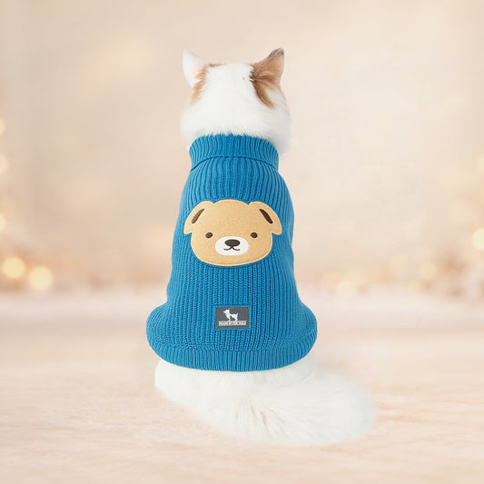 HUFT Snuggle Bear Sweater For Cat - Light Blue