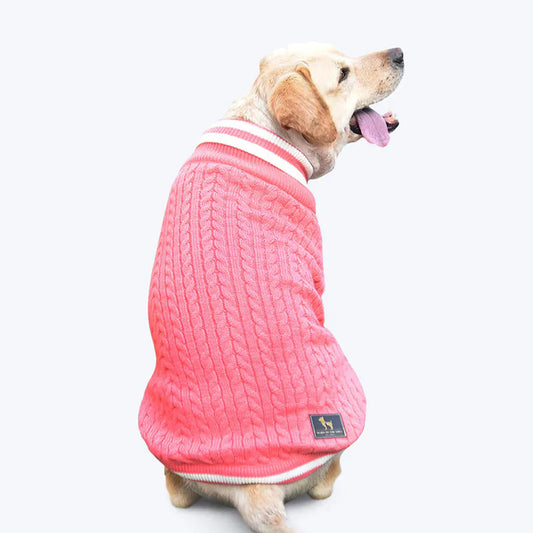 HUFT Striped Cable Knit Dog Sweater - Pink