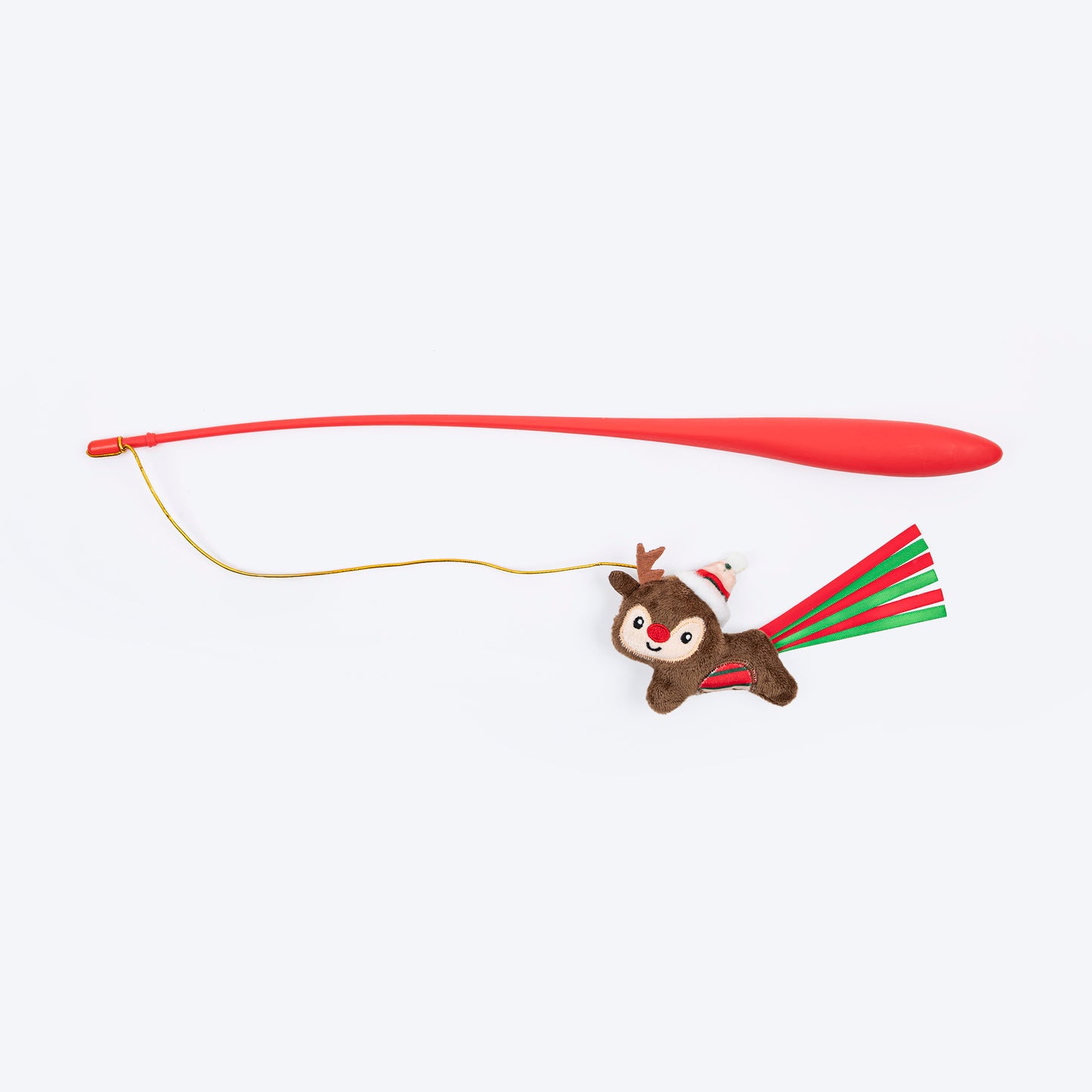 HUFT Rosy Reindeer Wand Toy for Cat – Red & Brown - Heads Up For Tails