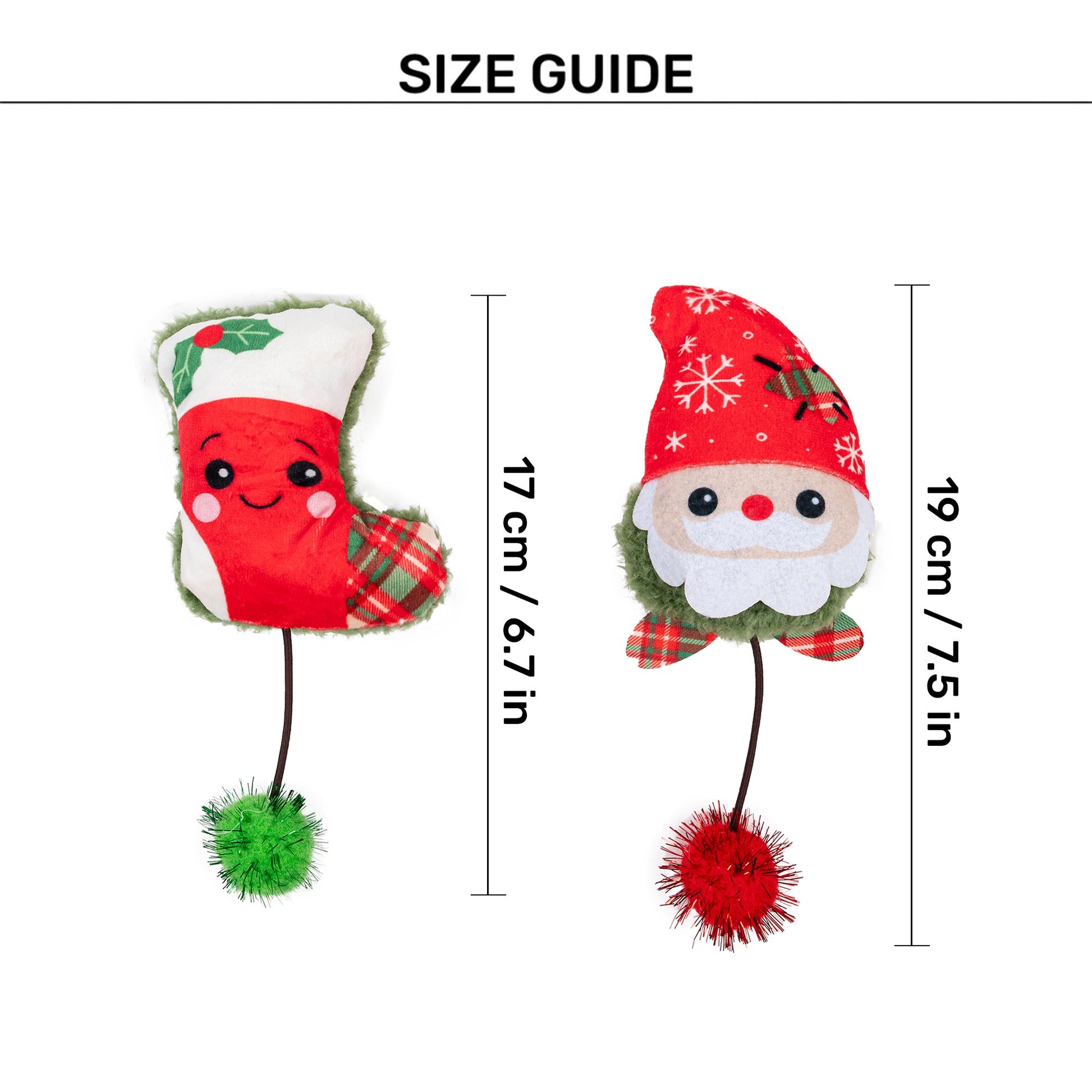 HUFT Ho Ho Holiday Plush Toys for Cat - Set of 2 - Heads Up For Tails