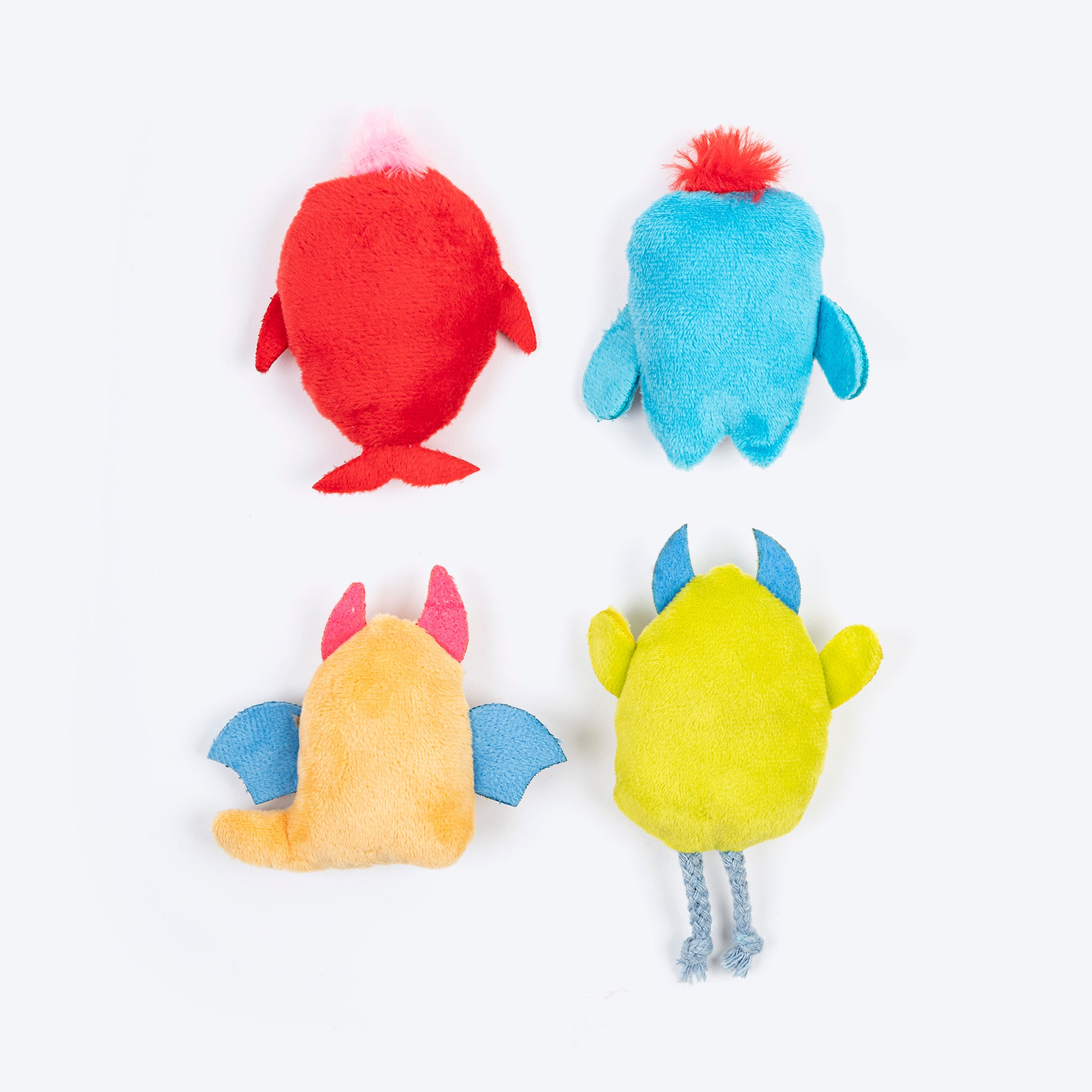 HUFT Mini Monsters Plush Toys for Cat – Pack of 4 - Heads Up For Tails