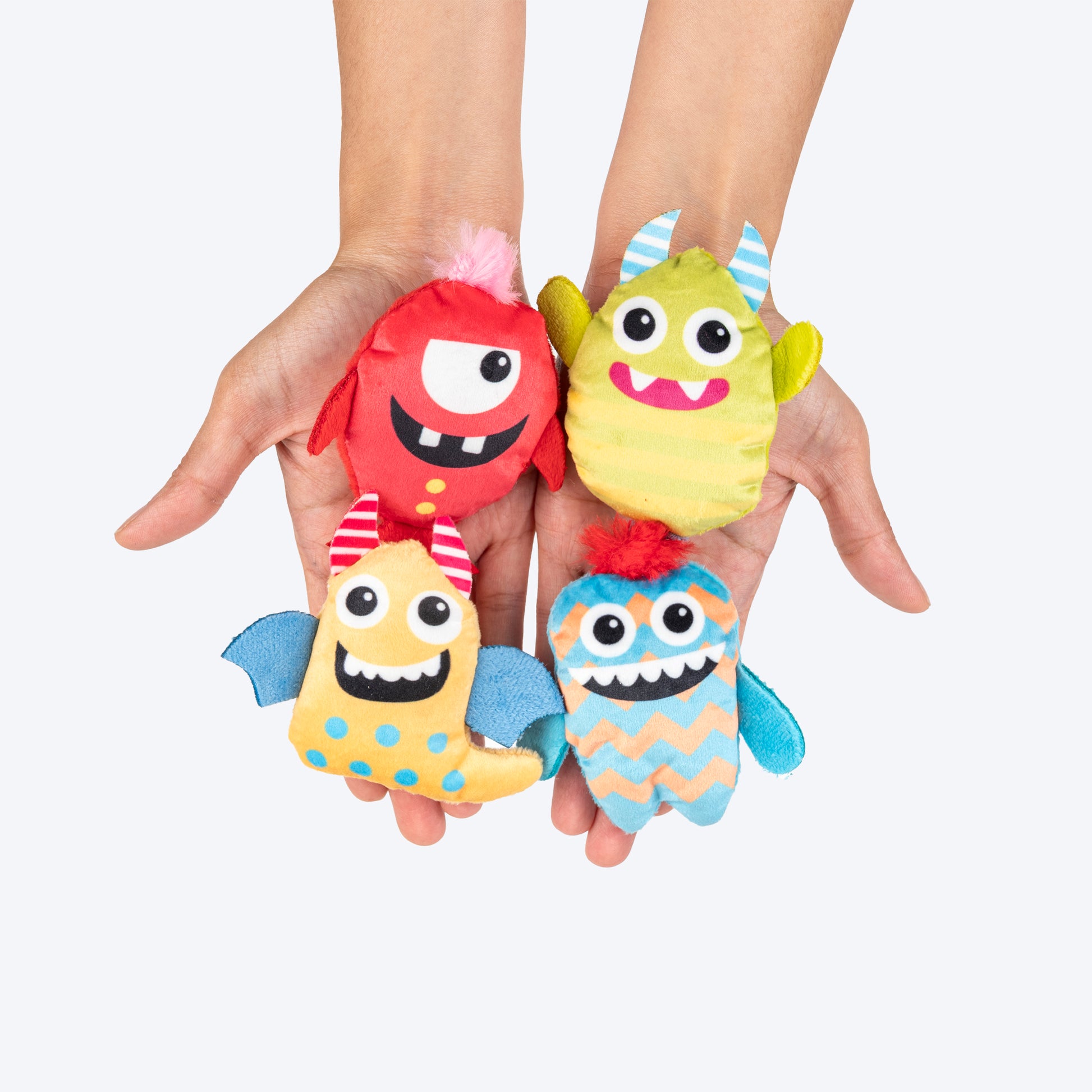 HUFT Mini Monsters Plush Toys for Cat – Pack of 4 - Heads Up For Tails