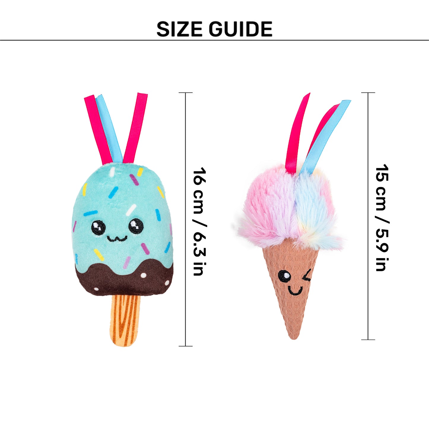 HUFT Sundae Smiles Plush Toys for Cat – Pack of 2 - Heads Up For Tails