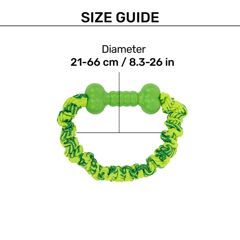 HUFT Tuggables Pull & Play Bungee Rope Toy For Dog - Light Green - Heads Up For Tails