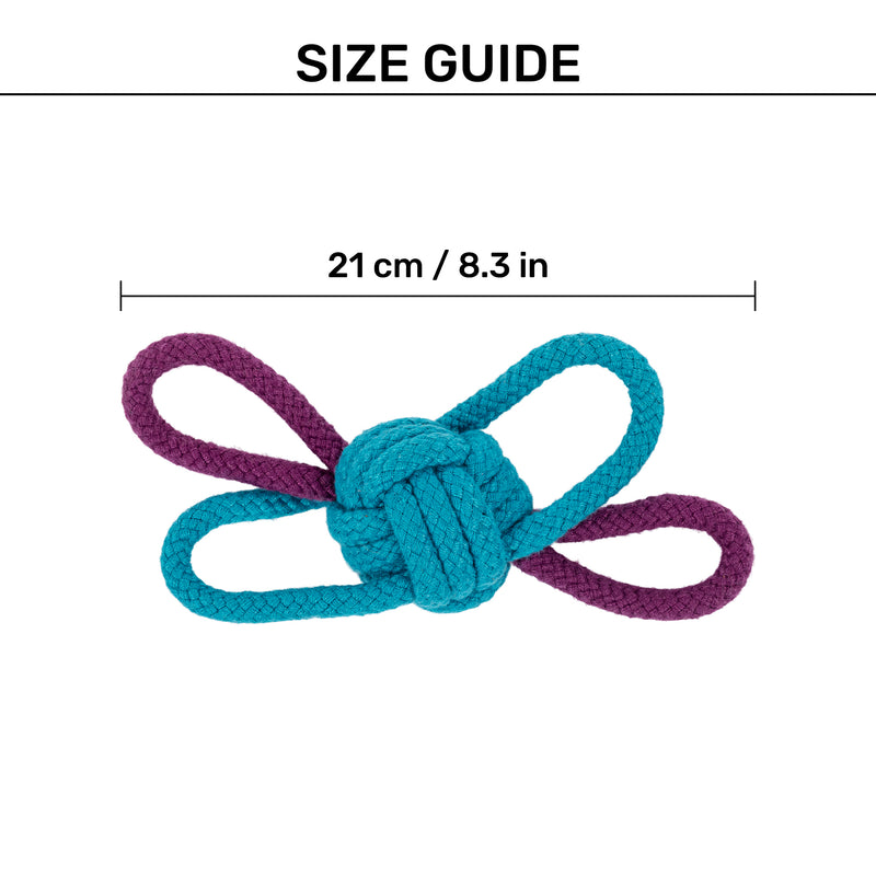 HUFT Butterfly Knot Rope Toy For Dog - Blue & Purple - Heads Up For Tails