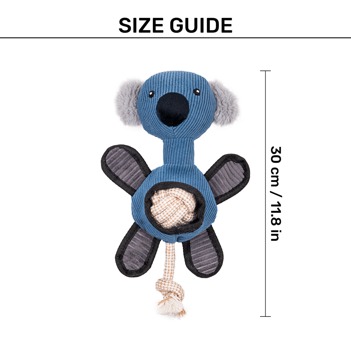 HUFT Kool Koala Plush Toy For Dog - Blue - Heads Up For Tails
