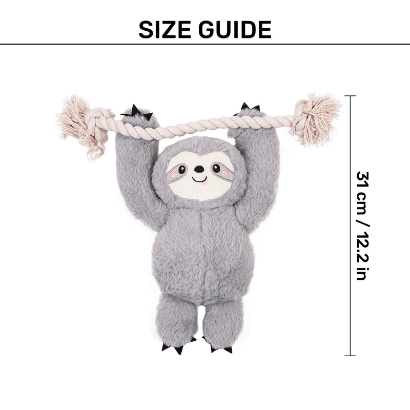 HUFT Sleepy Sloth Plush Toy for Dog - Grey - Heads Up For Tails