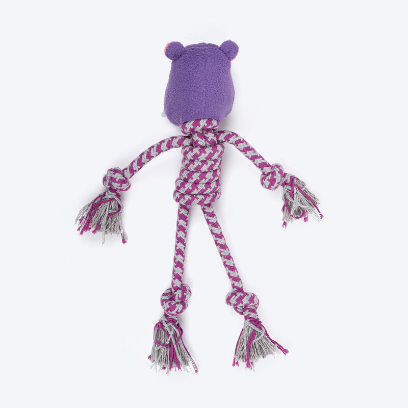 HUFT Hug & Tug Hippo Squeaky Plush Toy For Dog - Purple - Heads Up For Tails