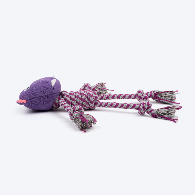 HUFT Hug & Tug Hippo Squeaky Plush Toy For Dog - Purple - Heads Up For Tails