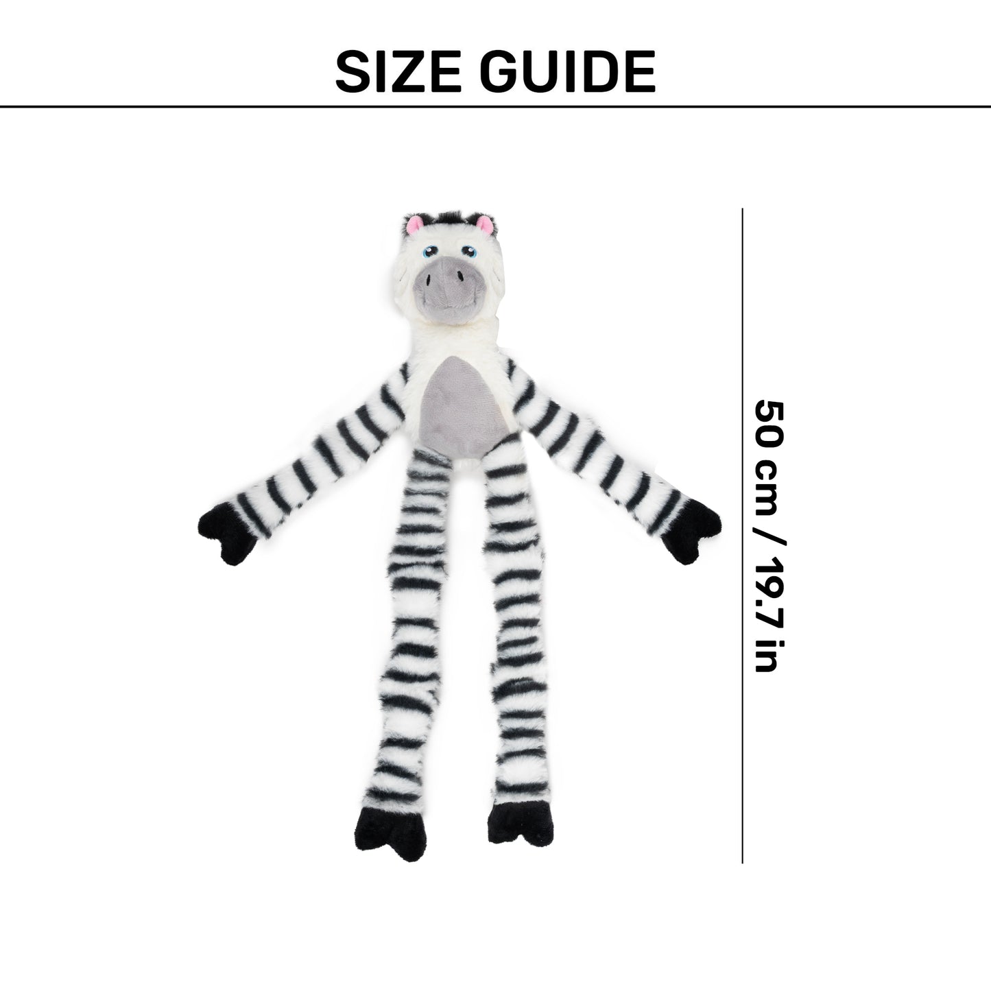 HUFT Debra The Zebra Squeaky Plush Toy For Dog - Multicolor - Heads Up For Tails