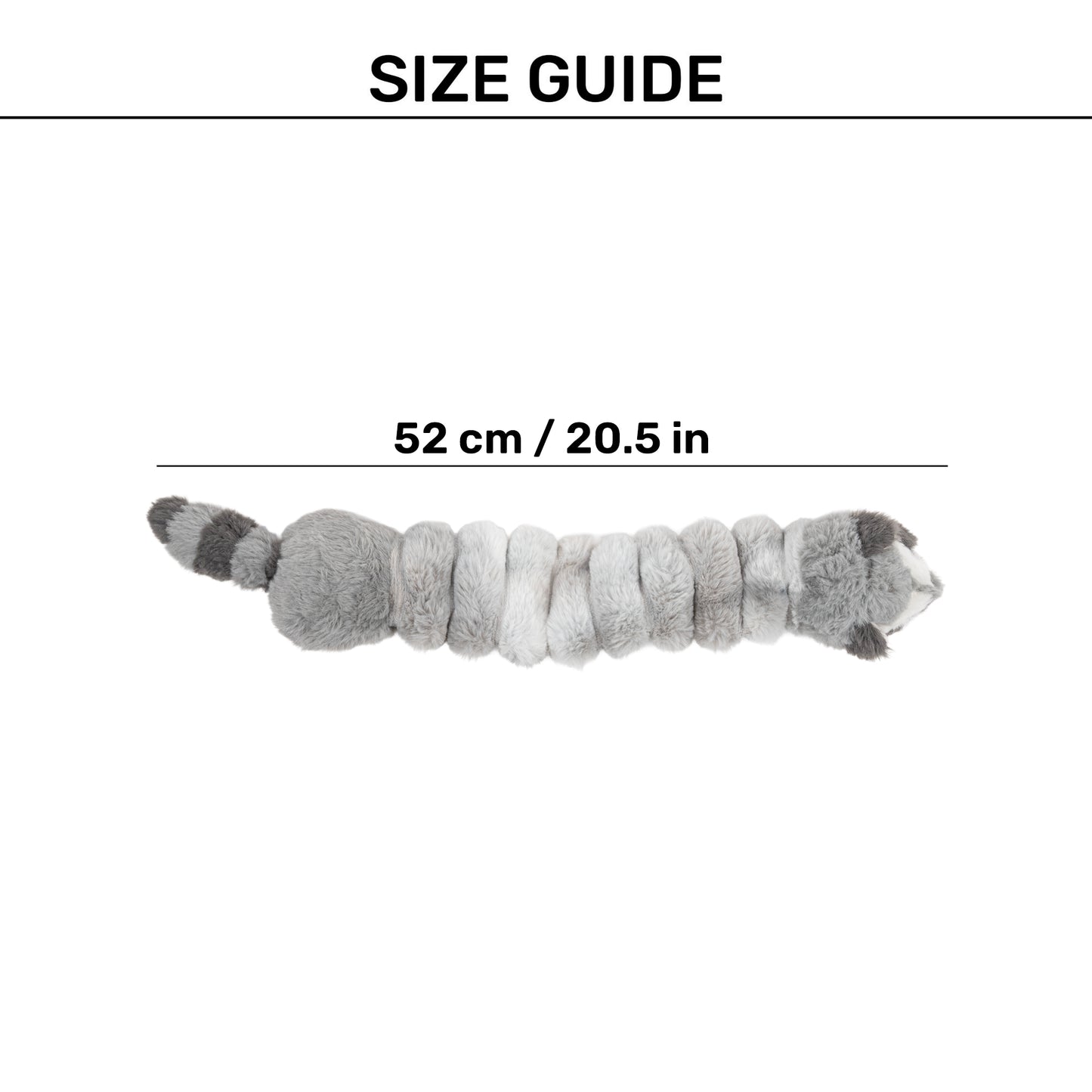 HUFT Slinky Raccoon Squeaky Plush Toy For Dog - Grey - Heads Up For Tails