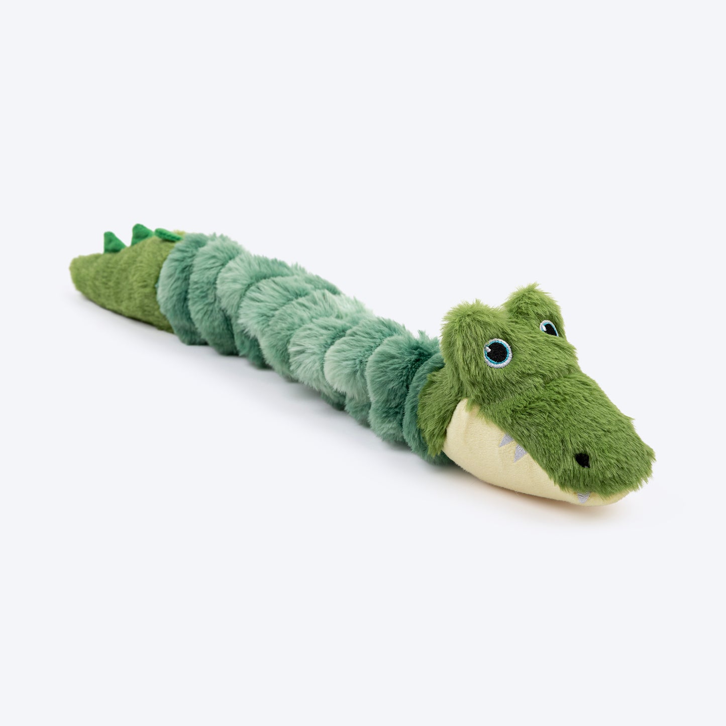 HUFT Slinky Gator Squeaky Plush Toy For Dog - Green - Heads Up For Tails