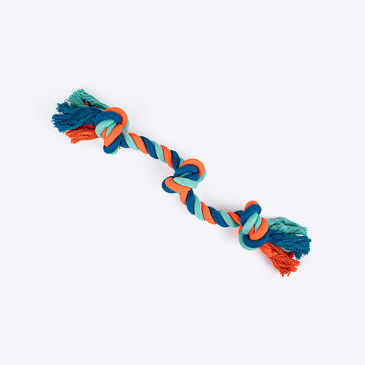 HUFT Tuggables 3 Knots Rope Toy For Dog - Blue & Orange - Heads Up For Tails