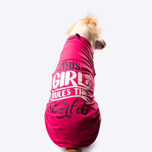 HUFT This Girl Rules The World T-Shirt For Dogs - Pink