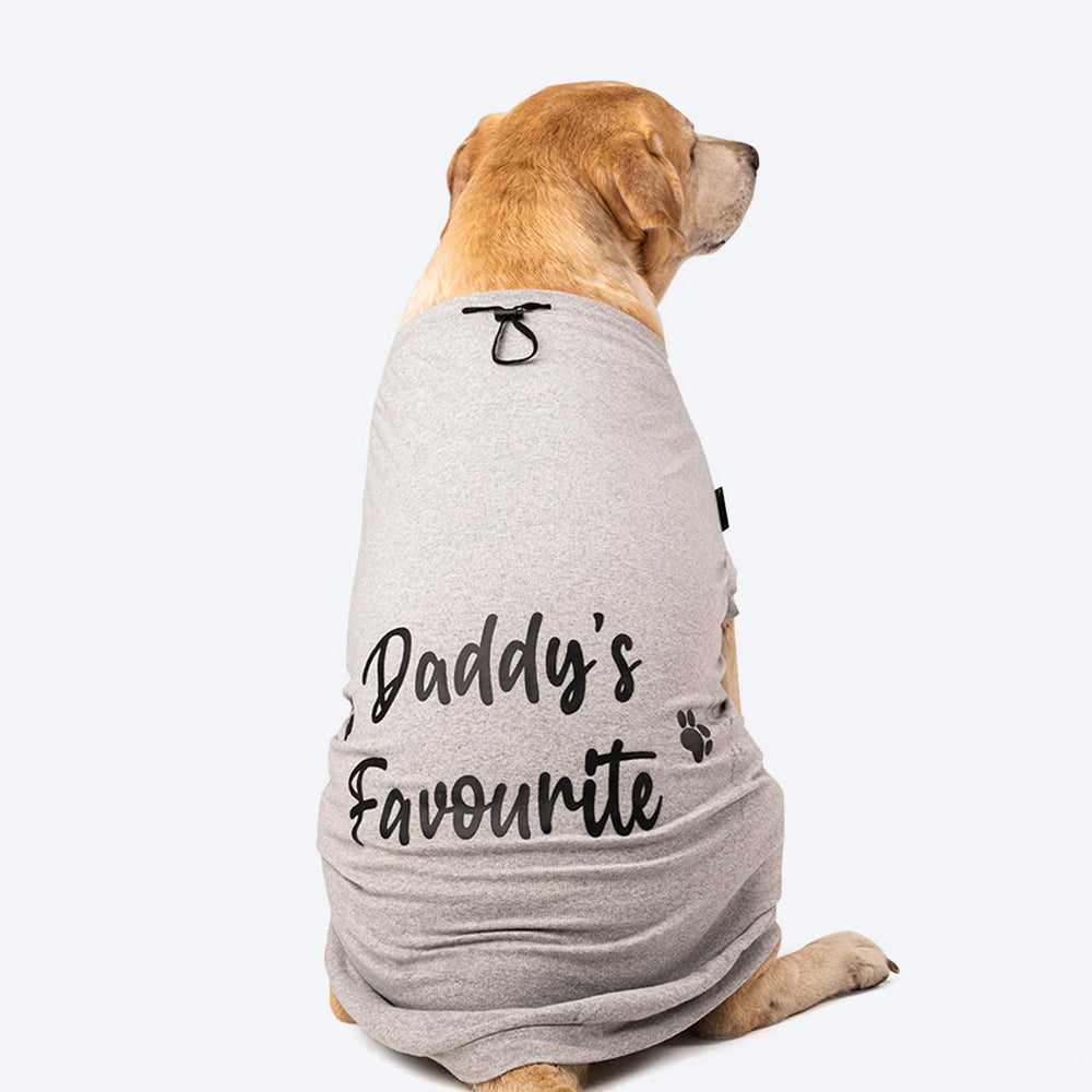 HUFT Twinning - Daddy Favourite T-Shirt For Dogs - Grey with Black Print