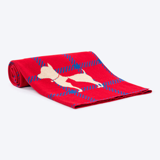 HUFT Warm Hug Blanket For Dogs & Cats - Red & Navy Blue - Heads Up For Tails
