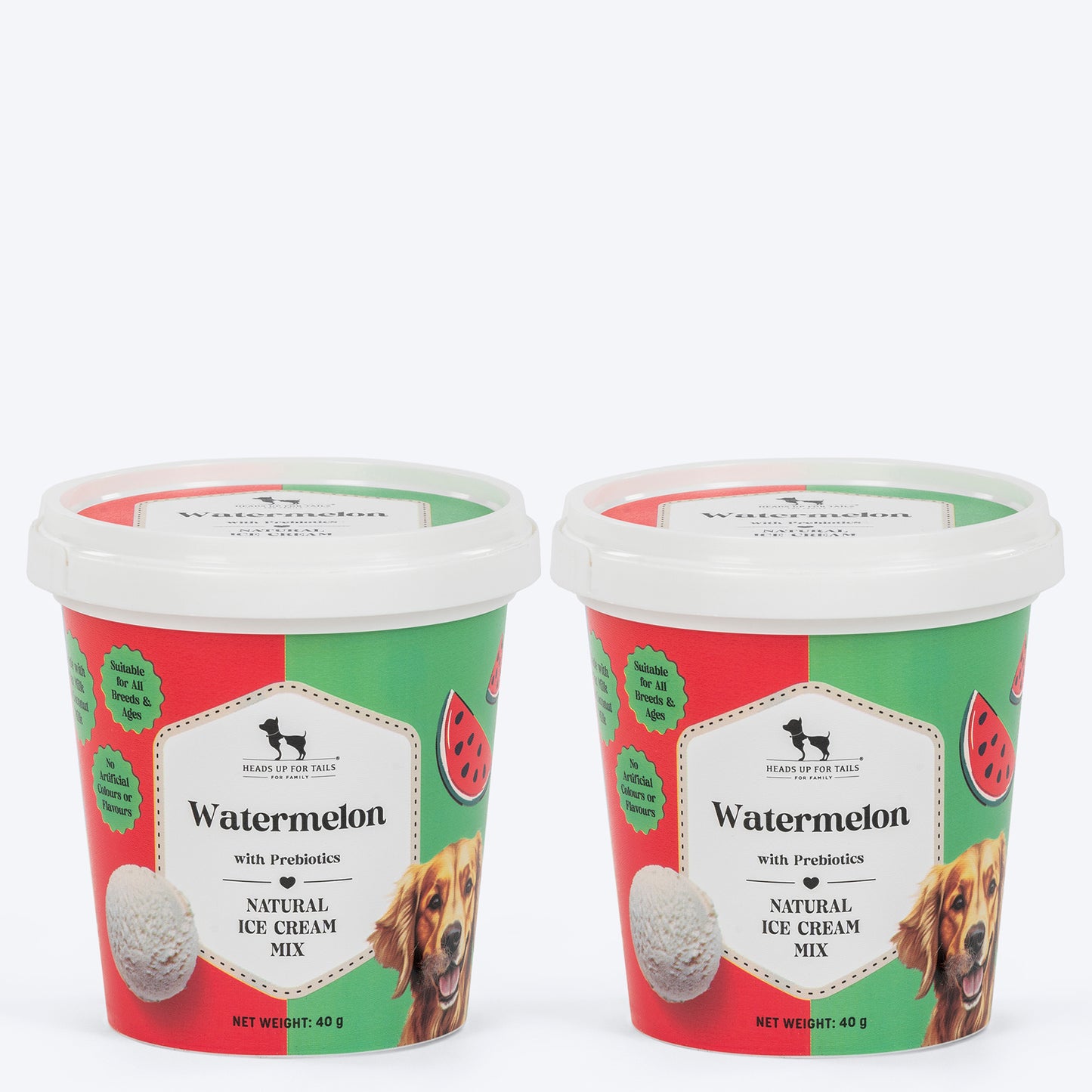 HUFT Ice Cream Watermelon With Prebiotics Mix Treat For Dog - 40 gm - Heads Up For Tails