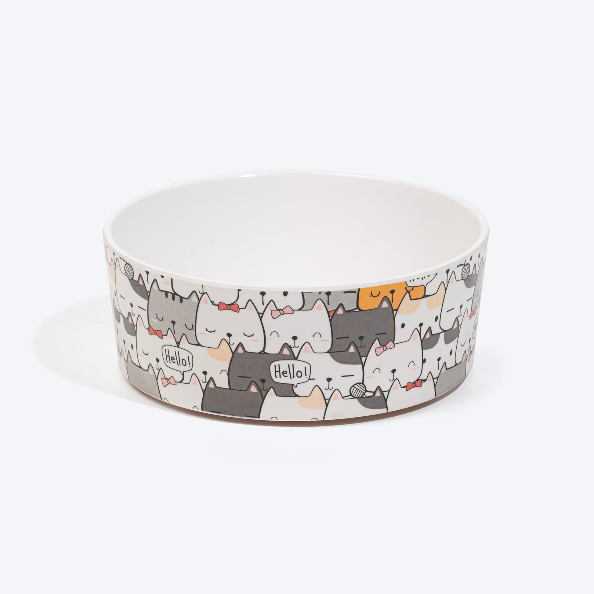 HUFT Whisker Wonderland Printed Melamine Bowl For Cat - White - Heads Up For Tails
