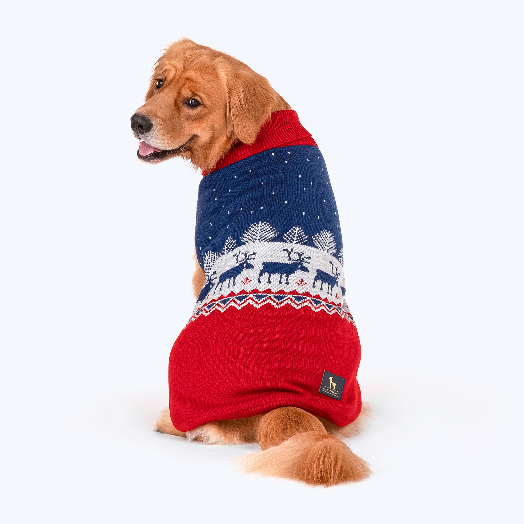 HUFT Winter Miracle Sweater For Dogs Red Blue Heads Up For Tails