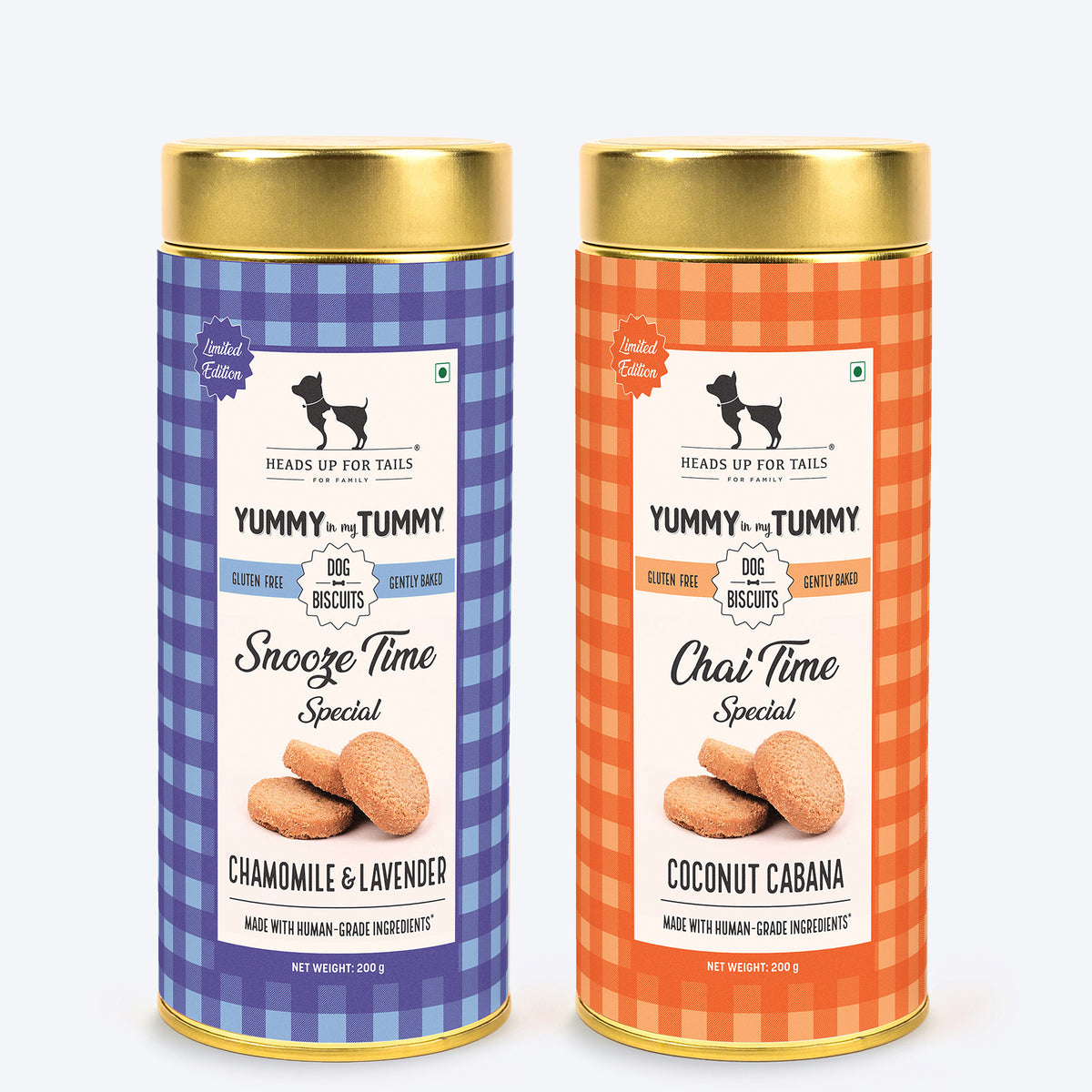HUFT Yummy In My Tummy Snooze Time &amp; Chai Time Gluten Free Dog Biscuits Combo - Pack of 2 (200 gm x 2), Gluten-Free, Oven Baked