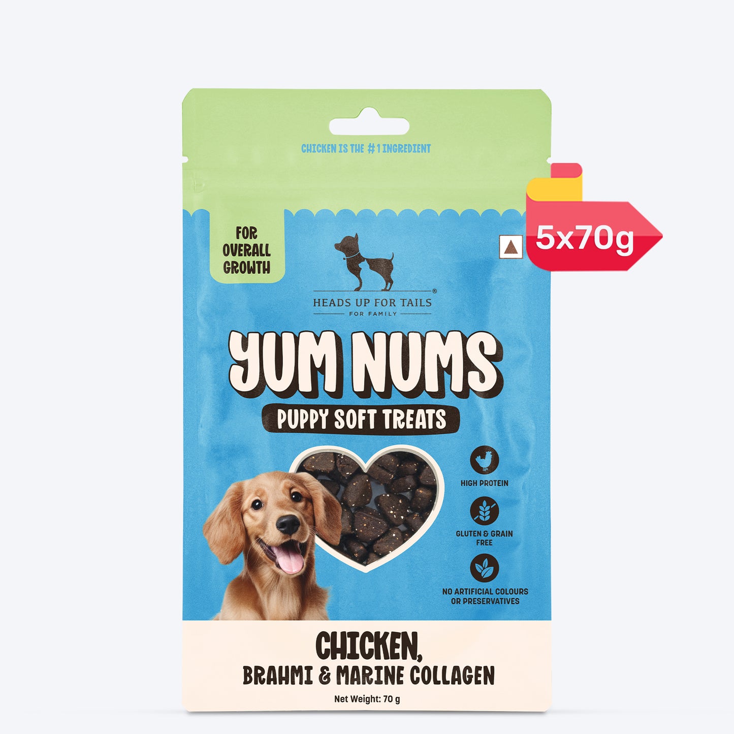 HUFT Yum Nums Chicken, Brahmi & Marine Collagen Soft Treat For Puppy - 70 gm_06