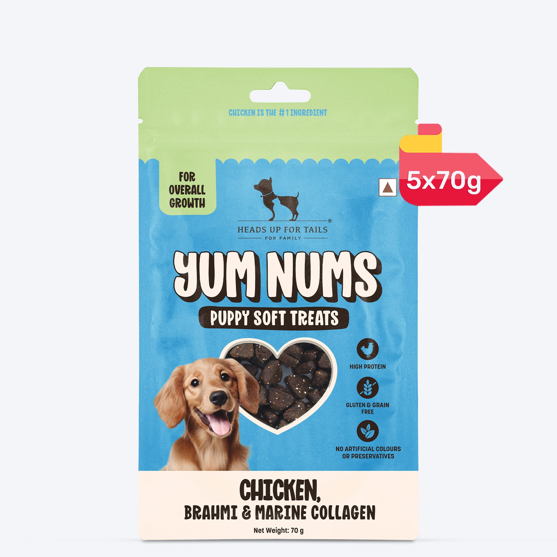 HUFT Yum Nums Chicken, Brahmi & Marine Collagen Soft Treat For Puppy - 70 gm_06