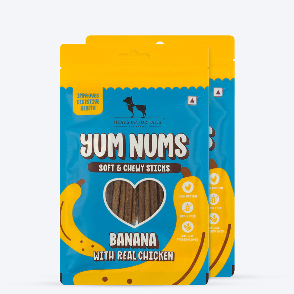 HUFT Yum Nums Soft & Chewy Sticks Banana with Real Chicken Treat For Dogs - 75g - Heads Up For Tails
