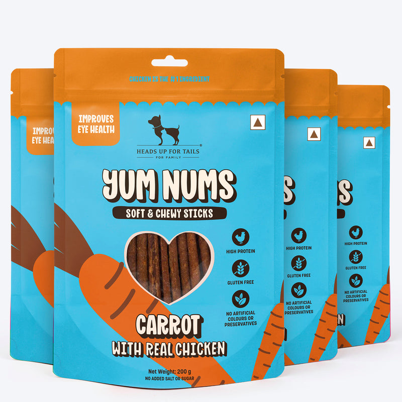 HUFT Yum Nums Dog Treats Soft & Chewy Sticks Carrot With Real Chicken - Heads Up For Tails